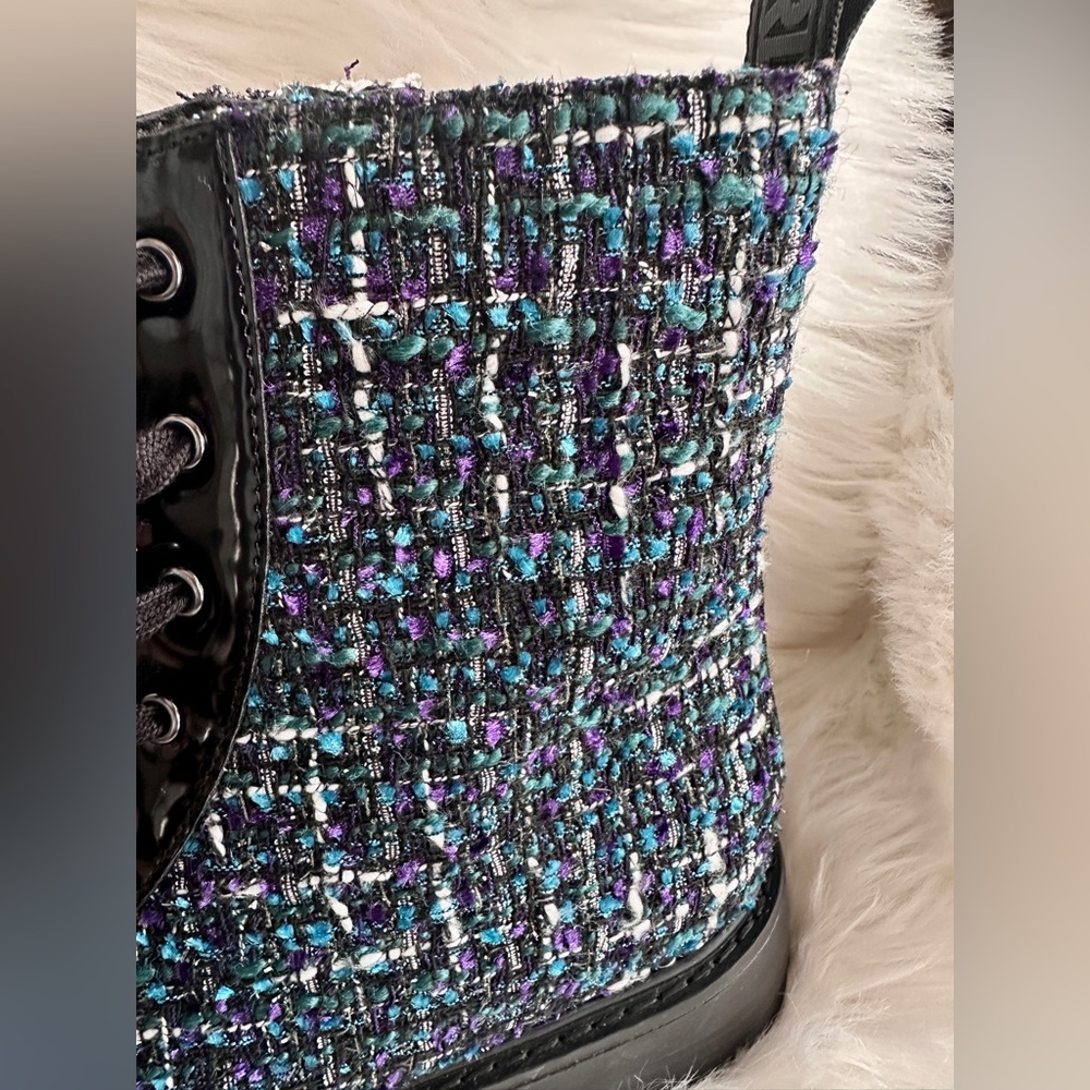 Karl Lagerfeld COMBAT STYLE Jeweled BOOTS! NEW size 10! Zip sides patten black - Picture 10 of 10